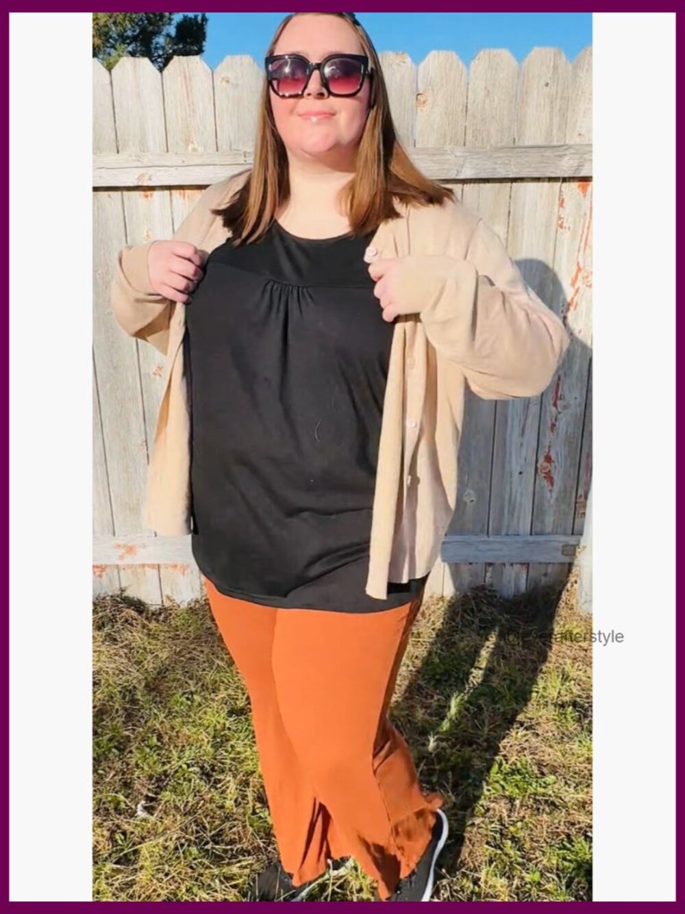 Plus Size Lightweight Knit Crewneck Cardigan with Button Front Long Sleeve - Picture 7 of 7